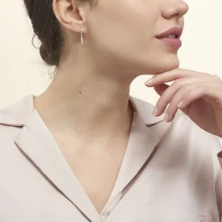 Histoire d'Or Boucles D'oreilles Pendantes Lauren Argent Blanc Oxyde De Zirconium New