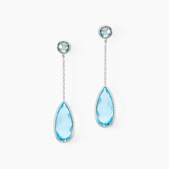 Histoire d'Or Boucles D'oreilles Pendantes Denis Or Blanc Topaze Best