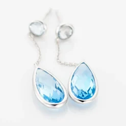 Histoire d'Or Boucles D'oreilles Pendantes Denis Or Blanc Topaze Best