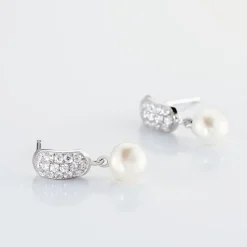 Histoire d'Or Boucles D'oreilles Pendantes Providence Argent  Perle De Culture Oxyde Hot