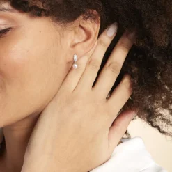 Histoire d'Or Boucles D'oreilles Pendantes Providence Argent  Perle De Culture Oxyde Hot