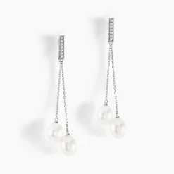 Histoire d'Or Boucles D'oreilles Pendantes Giacomo Or Blanc Perle De Culture Online