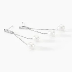 Histoire d'Or Boucles D'oreilles Pendantes Giacomo Or Blanc Perle De Culture Online