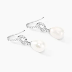 Histoire d'Or Boucles D'oreilles Pendantes Tiphaine Argent Blanc Perle De Culture Discount