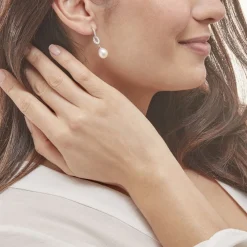 Histoire d'Or Boucles D'oreilles Pendantes Tiphaine Argent Blanc Perle De Culture Discount