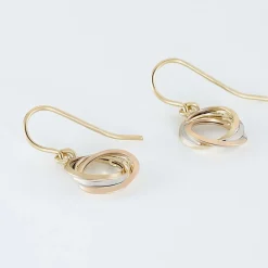 Histoire d'Or Boucles D'oreilles Pendantes Berangere Triple Cercles Or Tricolore Hot