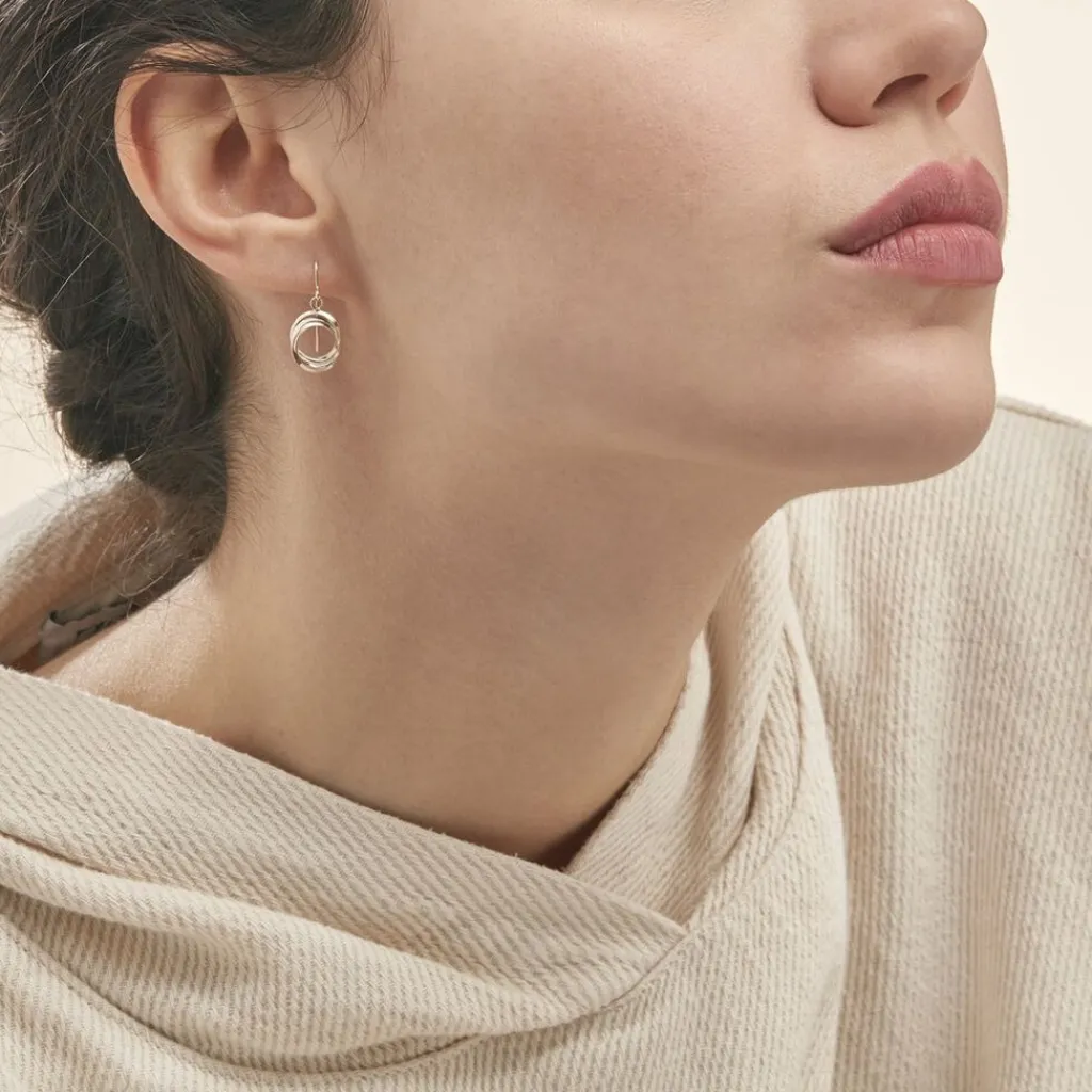 Histoire d'Or Boucles D'oreilles Pendantes Berangere Triple Cercles Or Tricolore Hot