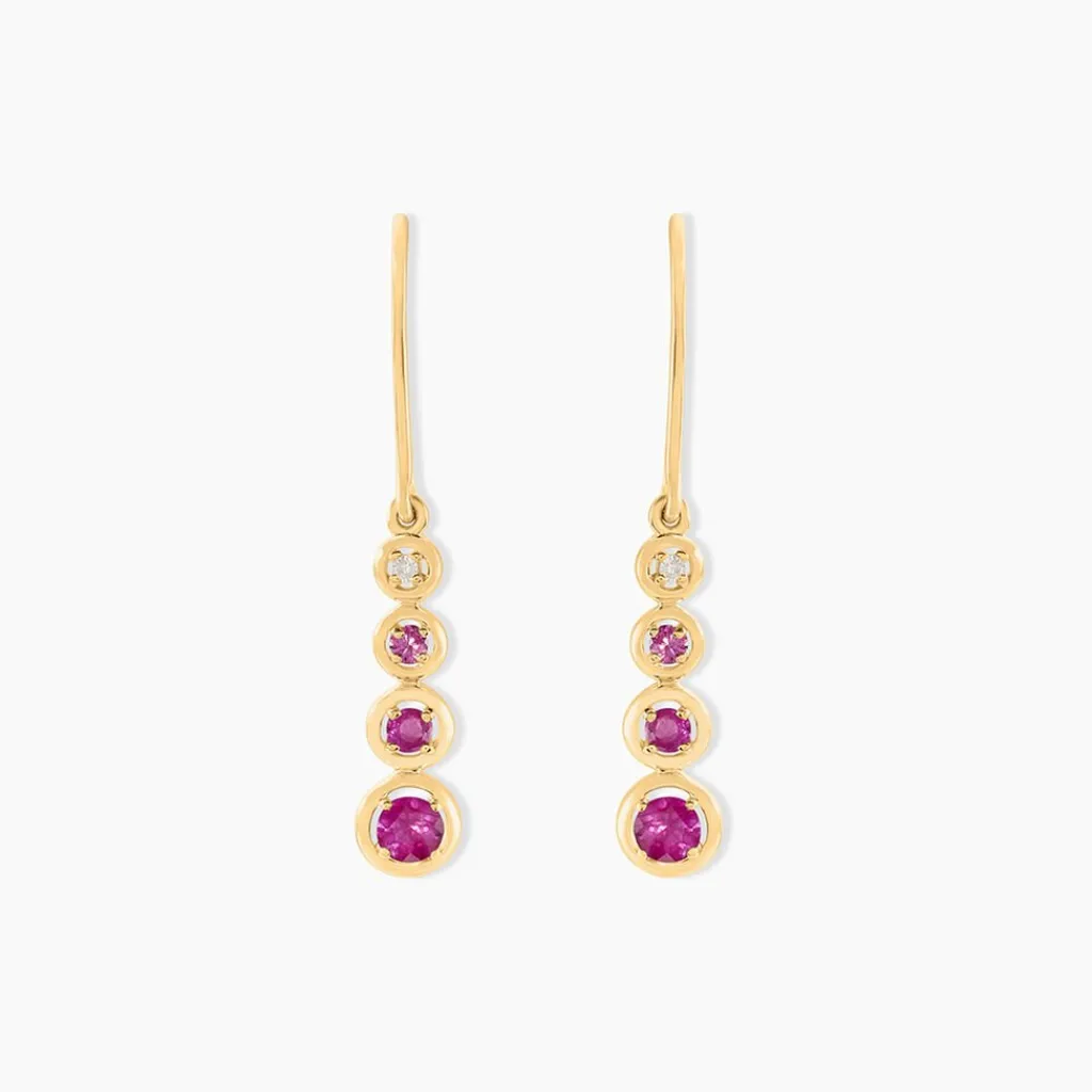 Histoire d'Or Boucles D'oreilles Pendantes Josephine or jaune rubis Hot