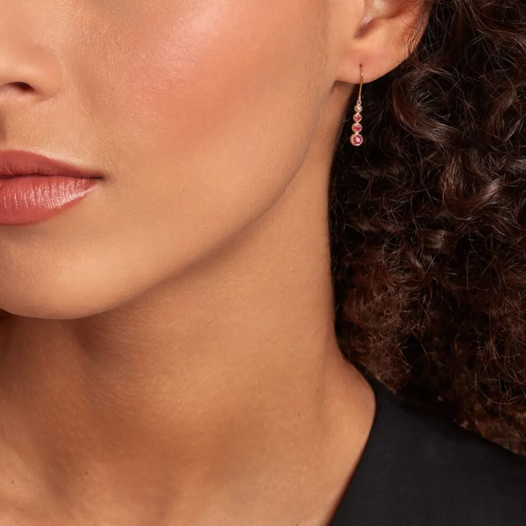 Histoire d'Or Boucles D'oreilles Pendantes Josephine or jaune rubis Hot