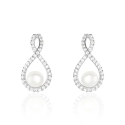 Histoire d'Or Boucles D'oreilles Pendantes Saja Argent  Perle De Culture Et Oxyde