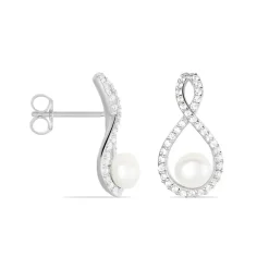 Histoire d'Or Boucles D'oreilles Pendantes Saja Argent  Perle De Culture Et Oxyde