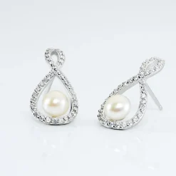 Histoire d'Or Boucles D'oreilles Pendantes Saja Argent  Perle De Culture Et Oxyde