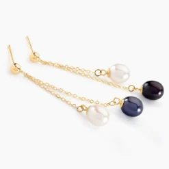 Histoire d'Or Boucles D'oreilles Pendantes Or Jaune Brayann Perles De Culture Hot