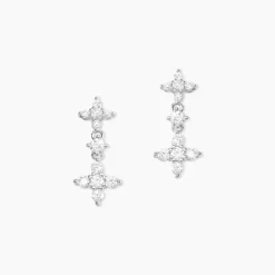 Histoire d'Or Boucles D'oreilles Pendantes Midnight Flower Argent Blanc Oxyde Online