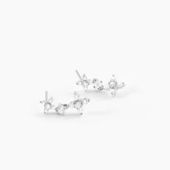 Histoire d'Or Boucles D'oreilles Pendantes Midnight Flower Argent Blanc Oxyde Online