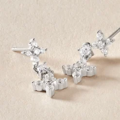 Histoire d'Or Boucles D'oreilles Pendantes Midnight Flower Argent Blanc Oxyde Online