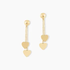 Histoire d'Or Boucles D'oreilles Pendantes Anne-maudae Pendantes Coeurs Or Jaune Hot
