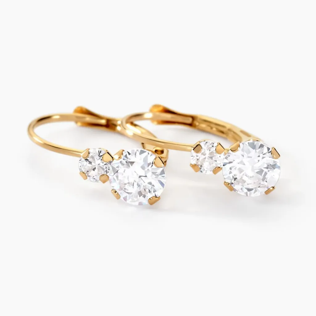 Histoire d'Or Boucles D'oreilles Pendantes Gulbeyaz Or Jaune Oxyde De Zirconium Clearance