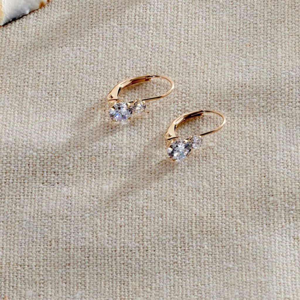 Histoire d'Or Boucles D'oreilles Pendantes Gulbeyaz Or Jaune Oxyde De Zirconium Clearance