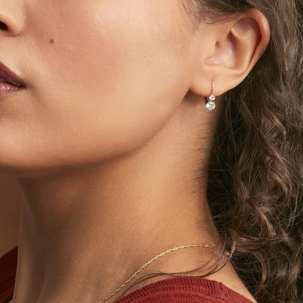 Histoire d'Or Boucles D'oreilles Pendantes Gulbeyaz Or Jaune Oxyde De Zirconium Clearance