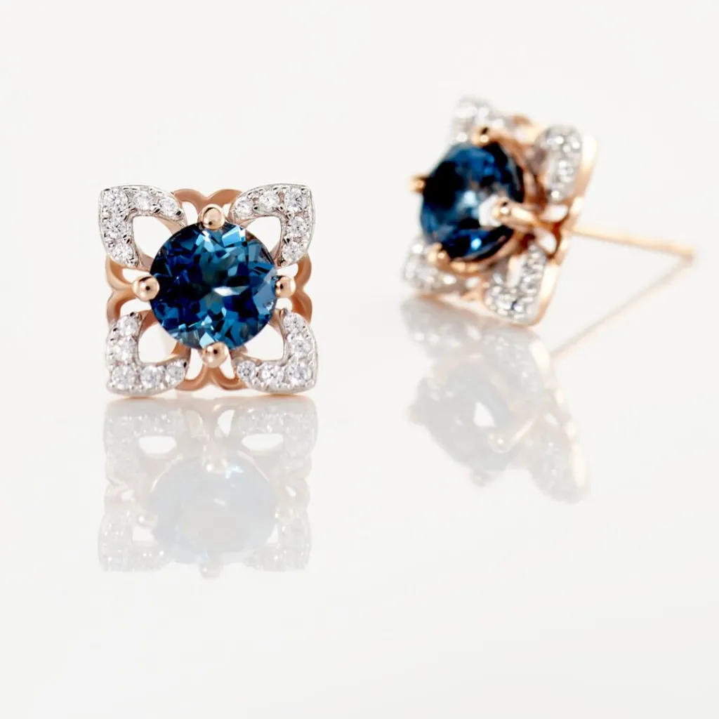 Histoire d'Or Boucles D'oreilles Pendantes Haia Or Rose Topaze Et Oxyde De Zirconium Outlet