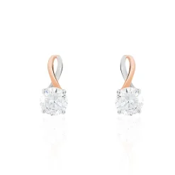 Histoire d'Or Boucles D'oreilles Pendantes Micheline Or Bicolore Oxyde De Zirconium