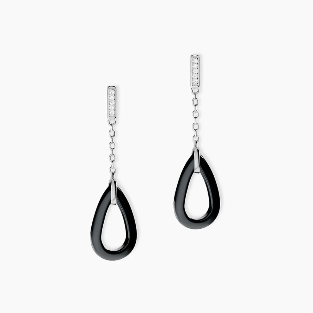 Histoire d'Or Boucles D'oreilles Pendantes Amaris Argent Blanc Céramique Et Oxyde Online