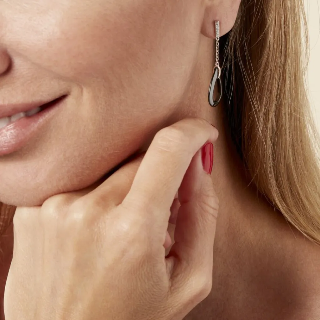 Histoire d'Or Boucles D'oreilles Pendantes Amaris Argent Blanc Céramique Et Oxyde Online