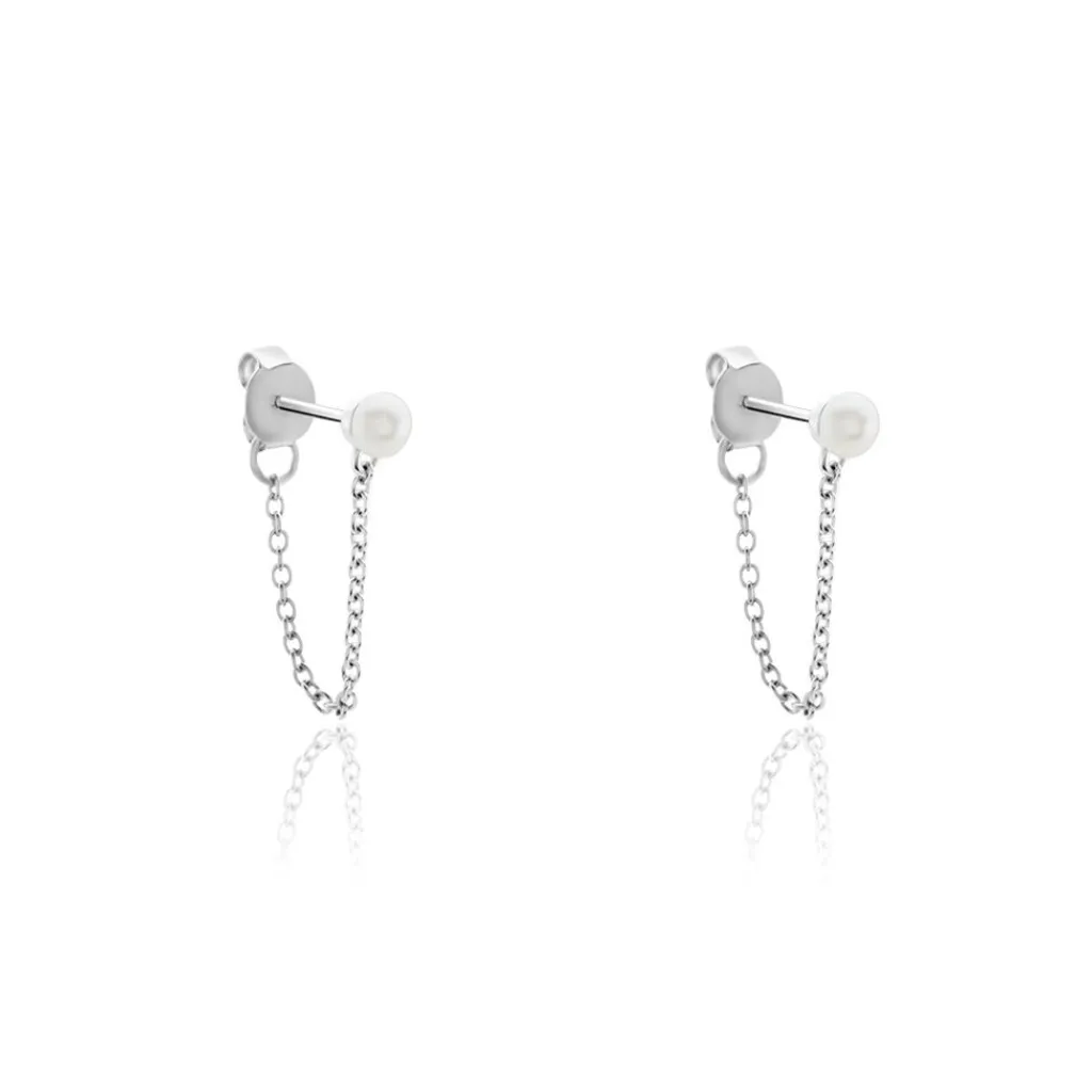 Histoire d'Or Boucles D'oreilles Pendantes Argent Blanc Leent Perles De Culture Sale