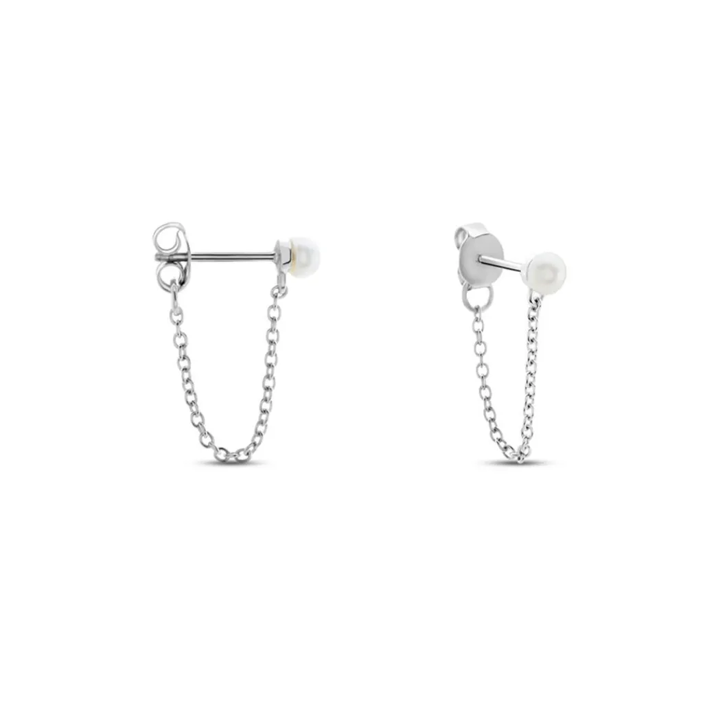 Histoire d'Or Boucles D'oreilles Pendantes Argent Blanc Leent Perles De Culture Sale