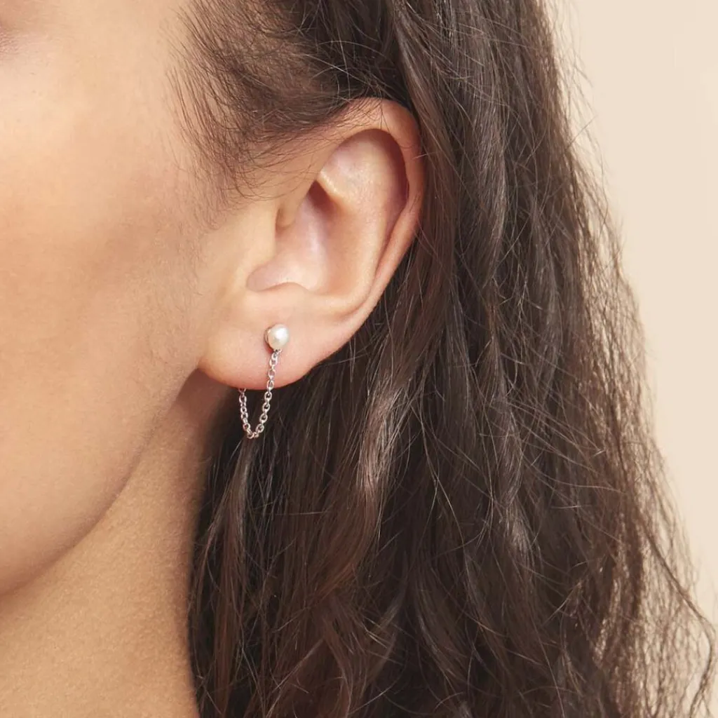 Histoire d'Or Boucles D'oreilles Pendantes Argent Blanc Leent Perles De Culture Sale