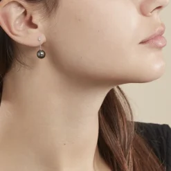 Histoire d'Or Boucles D'oreilles Pendantes Semi-ronde Or Blanc Perle De Tahiti Discount