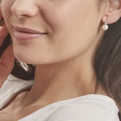 Histoire d'Or Boucles D'oreilles Pendantes Lorella Argent Blanc Perle De Culture Clearance