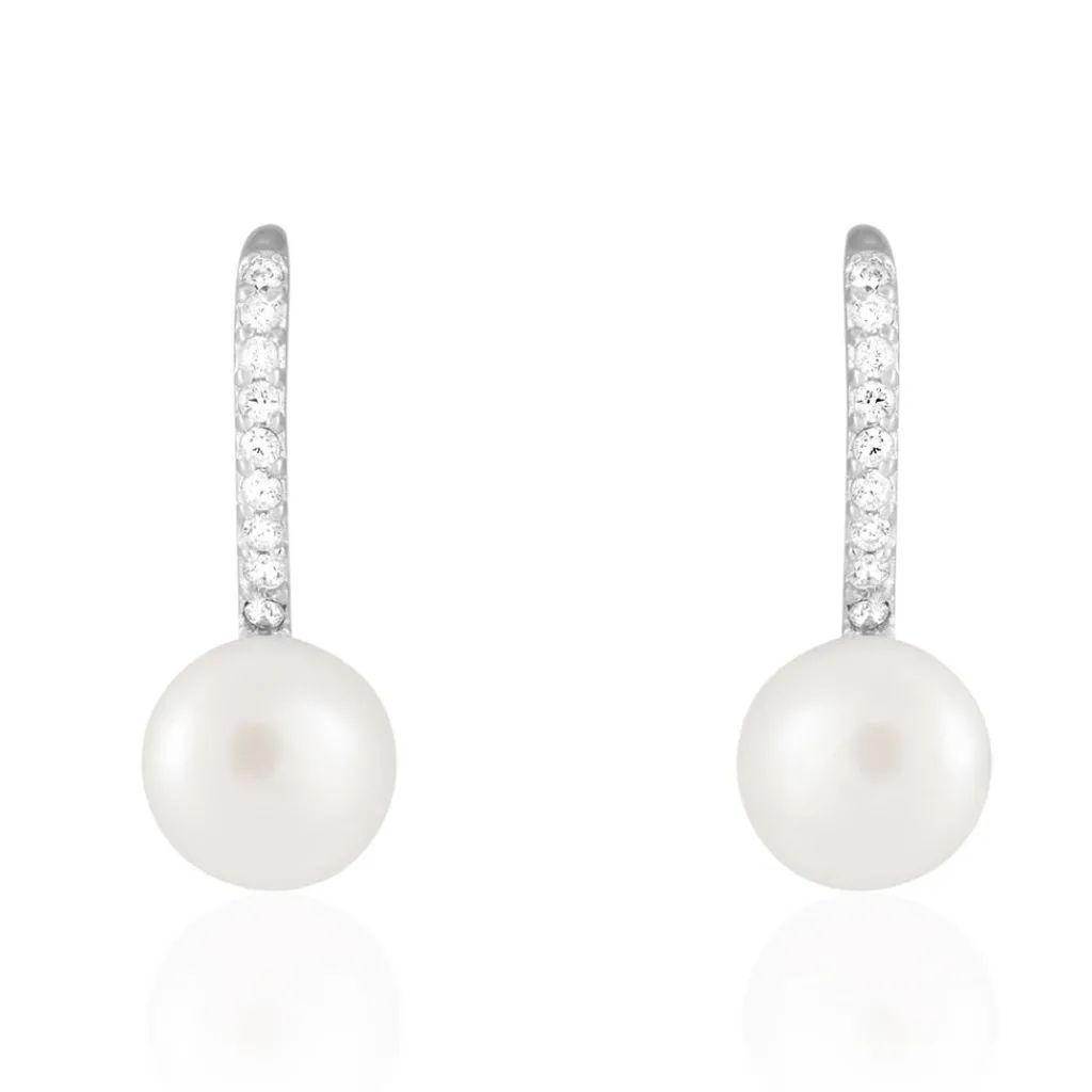 Histoire d'Or Boucles D'oreilles Pendantes Gwaldys Argent Perle De Culture Et Oxyde New