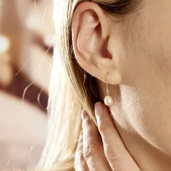 Histoire d'Or Boucles D'oreilles Pendantes Baroque Or Jaune Perles De Culture Online