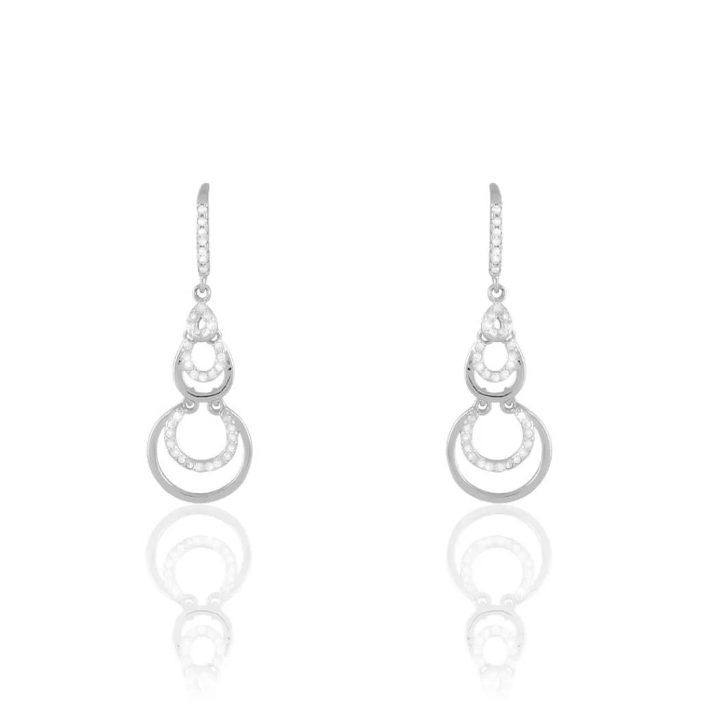 Histoire d'Or Boucles D'oreilles Pendantes Greta Argent Blanc Outlet