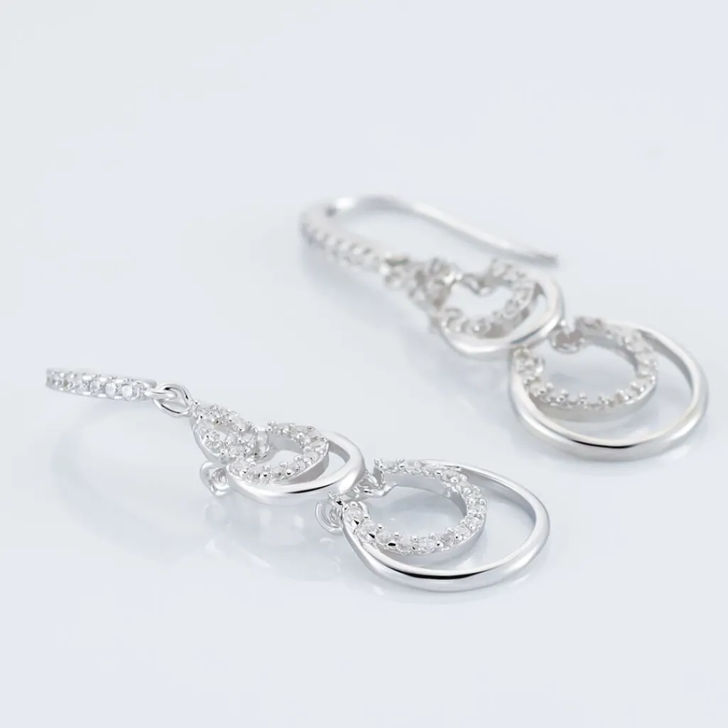 Histoire d'Or Boucles D'oreilles Pendantes Greta Argent Blanc Outlet