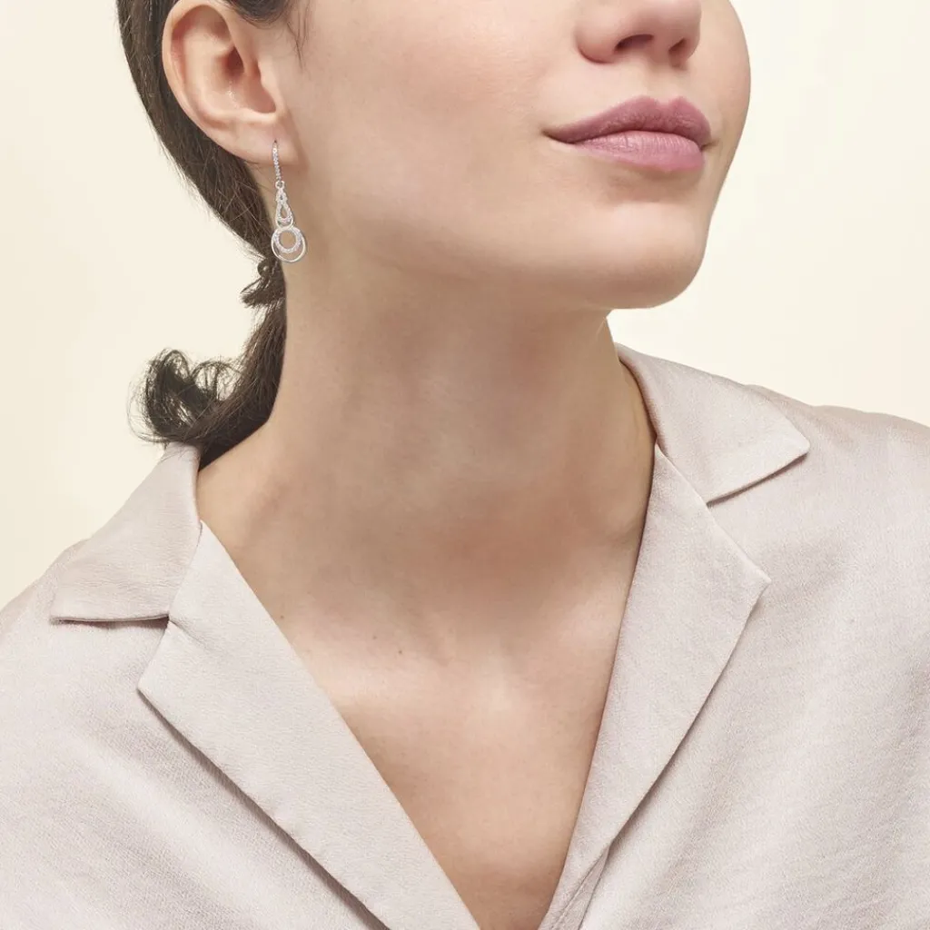 Histoire d'Or Boucles D'oreilles Pendantes Greta Argent Blanc Outlet