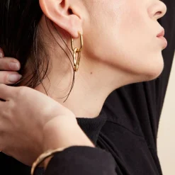 Histoire d'Or Boucles D'oreilles Pendantes Gold Aura Acier Jaune Hot