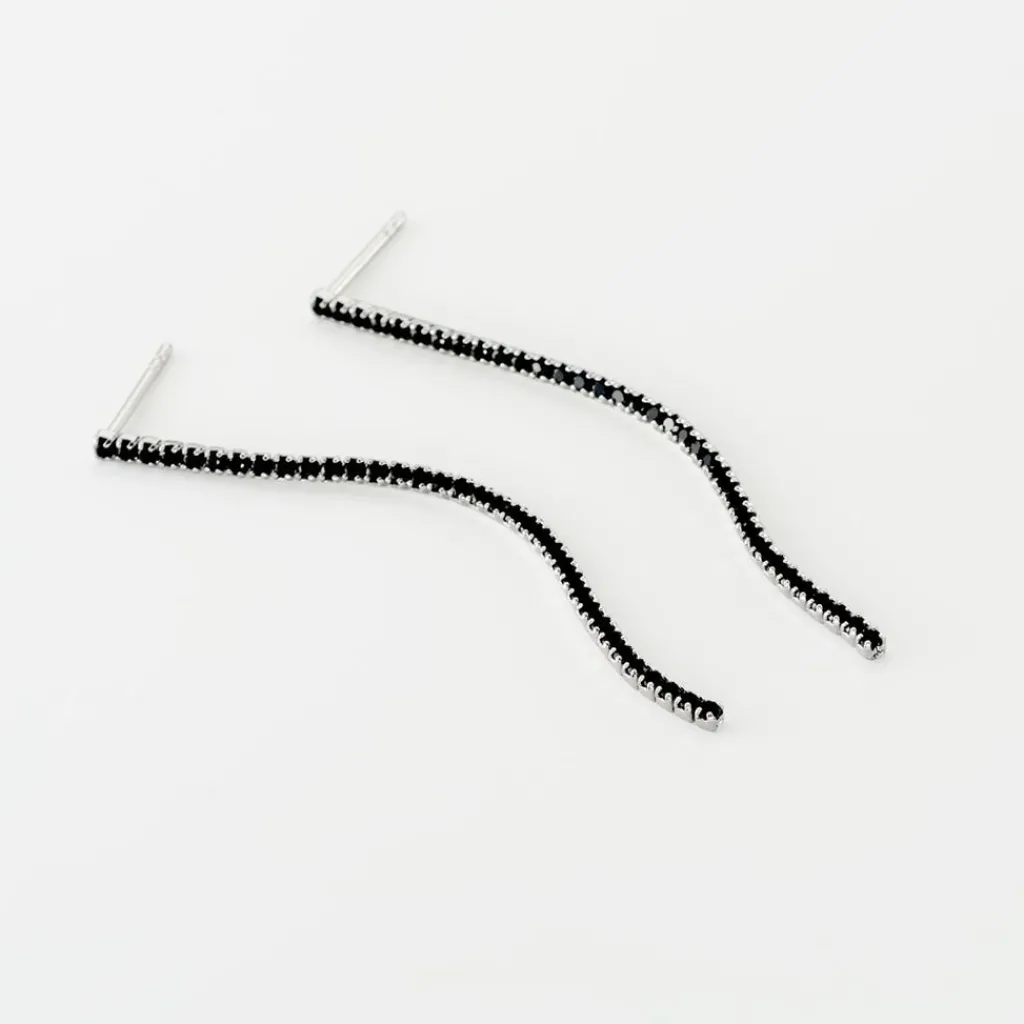 Histoire d'Or Boucles D'oreilles Pendantes Lou-anne Argent Blanc Oxyde Noir argent blanc oxyde de zirconium noir