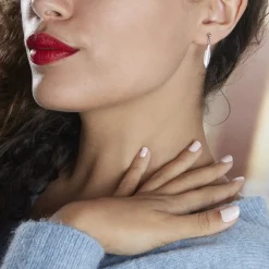 Histoire d'Or Boucles D'oreilles Pendantes Euriell Argent Blanc