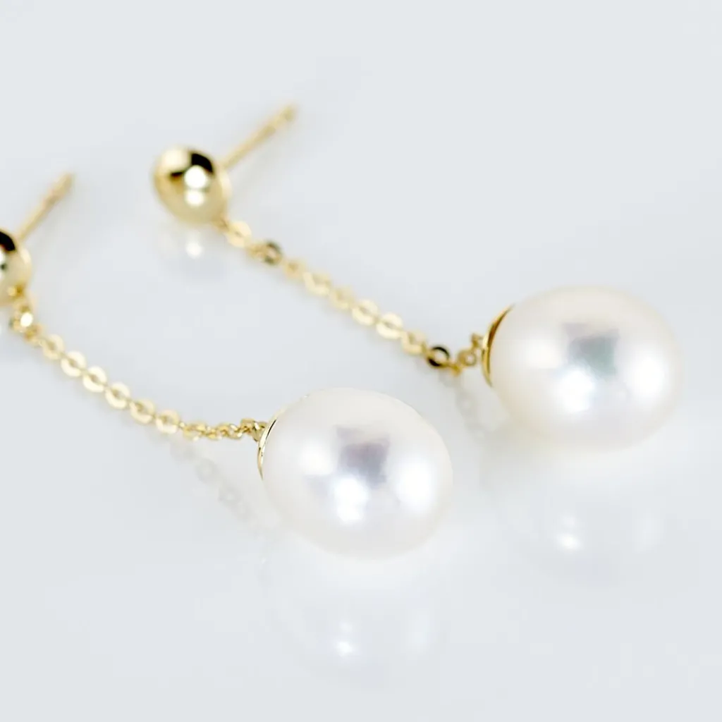 Histoire d'Or Boucles D'oreilles Pendantes Valera Or Jaune Perle De Culture Sale