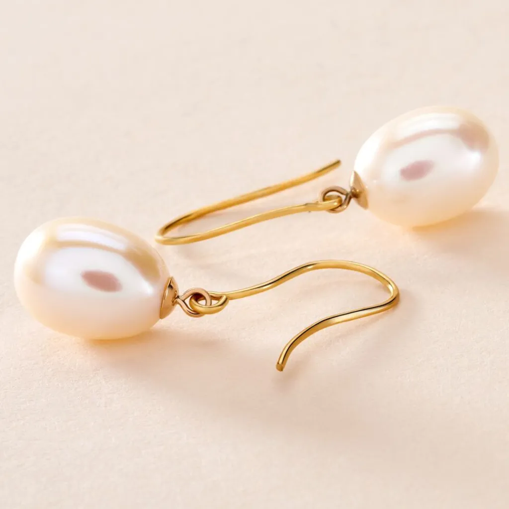 Histoire d'Or Boucles D'oreilles Pendantes Baroque Or Jaune Perle De Culture Outlet