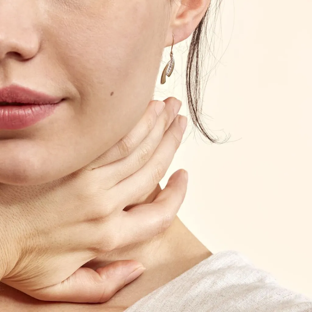 Histoire d'Or Boucles D'oreilles Pendantes Aube Or Bicolore Diamant New