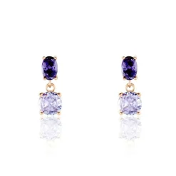 Histoire d'Or Boucles D'oreilles Pendantes Argent Rose Brenna Oxydes De Zirconium argent rose oxyde violet Outlet
