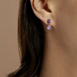 Histoire d'Or Boucles D'oreilles Pendantes Argent Rose Brenna Oxydes De Zirconium argent rose oxyde violet Outlet