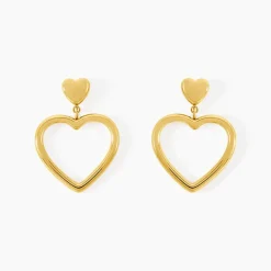 Histoire d'Or Boucles D'oreilles Pendantes Tassy Acier Jaune