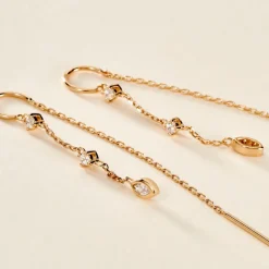 Histoire d'Or Boucles D'oreilles Pendantes Akoni Plaqué Or Jaune Oxyde De Zirconium New