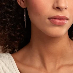 Histoire d'Or Boucles D'oreilles Pendantes Akoni Plaqué Or Jaune Oxyde De Zirconium New