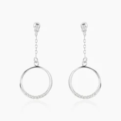 Histoire d'Or Boucles D'oreilles Pendantes Amma Argent Blanc Oxyde De Zirconium New